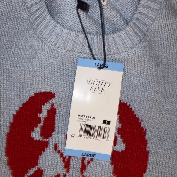 Mighty fine blue red crawfish lobster sweater - Picture 2 of 2